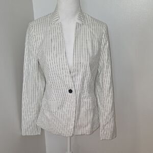 Banana Republic White and Black Striped Blazer